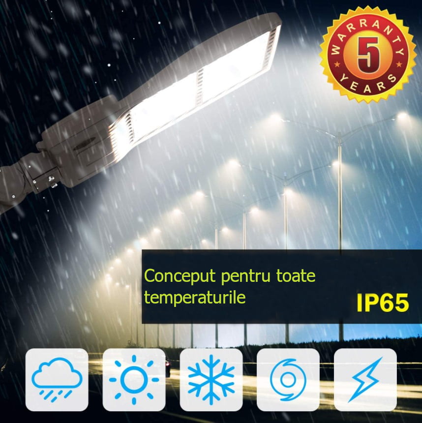 Lampa solara, stradala, pentru gradina, rezistenta la apa, cu suport prindere, 40W