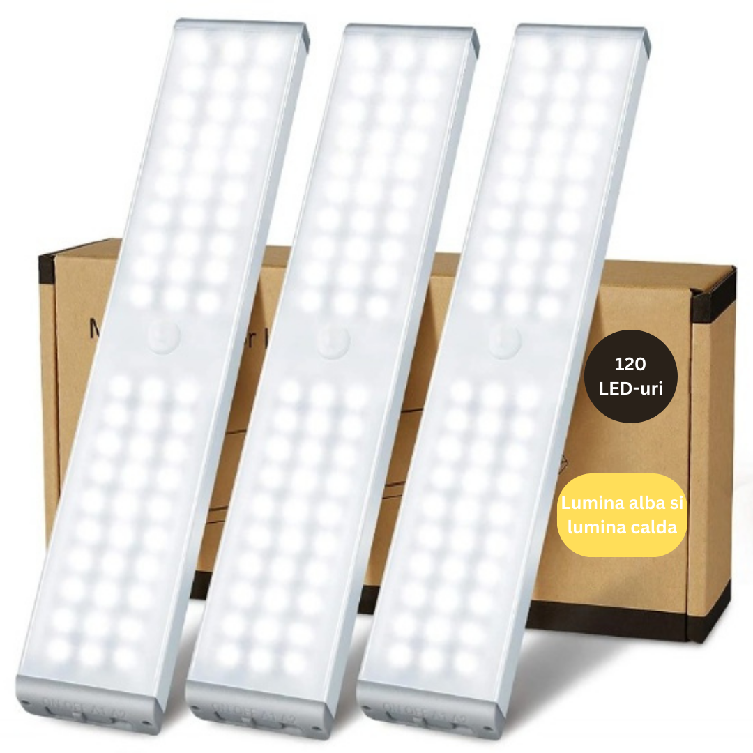 Lampa, aplica, cu 120 leduri albe, lumina calda, incarcare usb, alba