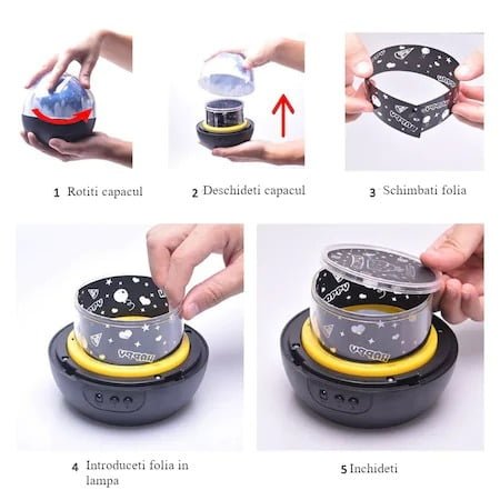 Lampa veghe constelatii proiector planete stele luna, trepte de intensitate, proiectie univers - BUZ.RO