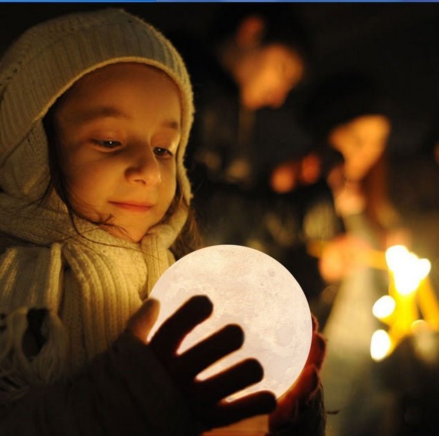 Lampa Veghe Lumina Ambientala Multicolora cu LED, 7 culori, 15 cm, Luna Moon imprimata 3D - BUZ.RO