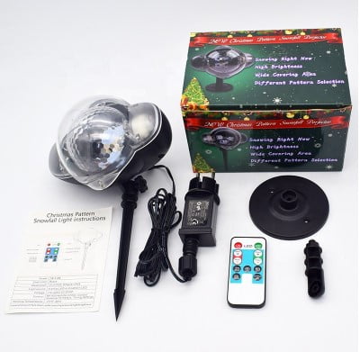 Laser exterior cu efect de craciun, fulgi albi curgatori, ip65