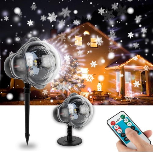 Laser exterior cu efect de craciun, fulgi albi curgatori, ip65