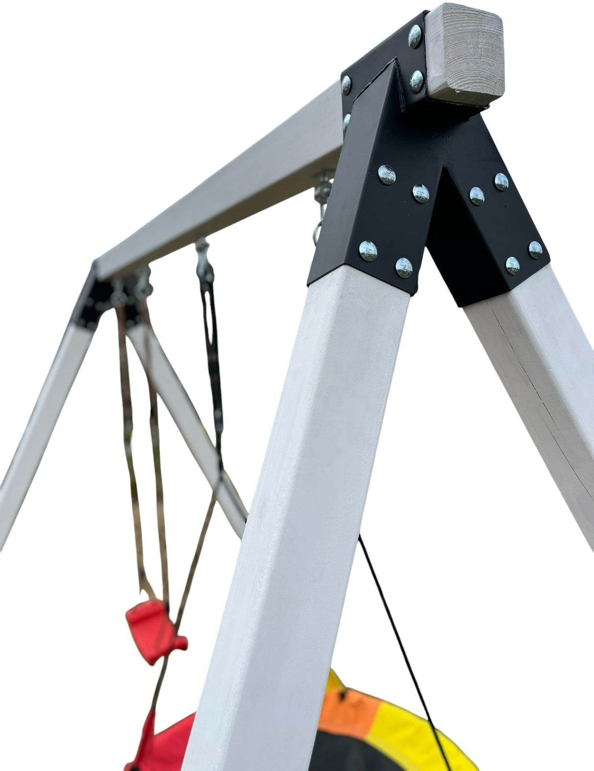 Leagan gradina cu 3 locuri, complex de leagane copii, set de joaca din lemn ,imbinari metalice sistem de ancorare, rezistent 150kg