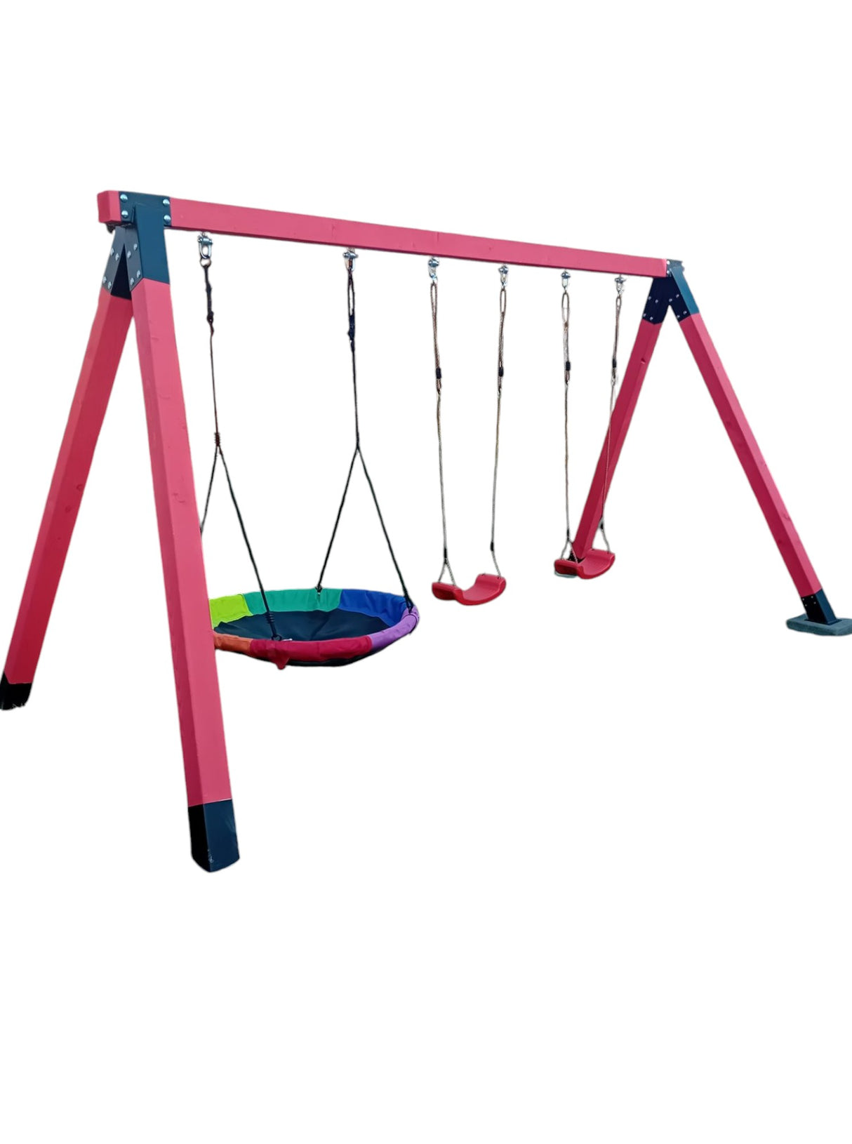 Leagan gradina cu 3 locuri, complex de leagane copii, set de joaca din lemn ,imbinari metalice sistem de ancorare, rezistent 150kg