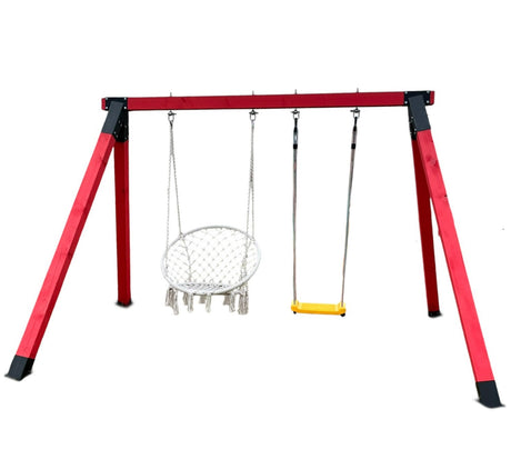 Leagan gradina, complex de leagane copii, set de joaca din lemn cu imbinari metalice si sistem de ancorare, rezistent pana la 150kg