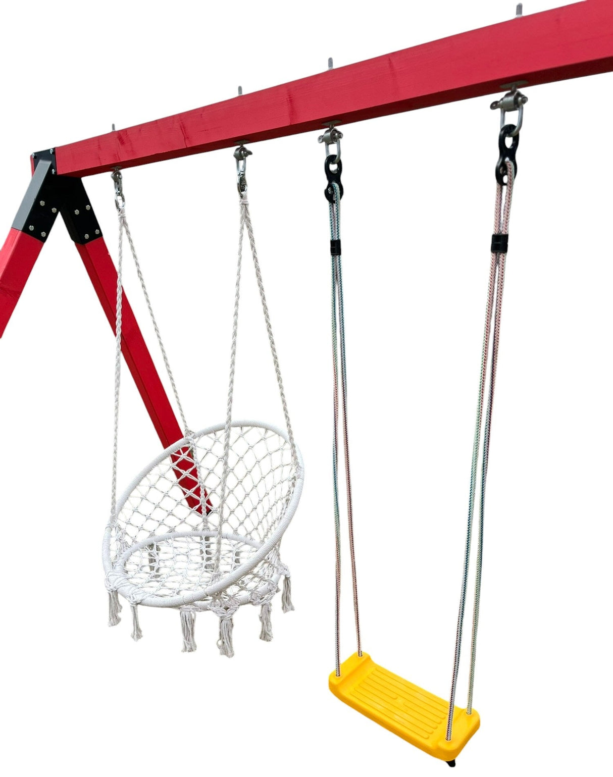 Leagan gradina, complex de leagane copii, set de joaca din lemn cu imbinari metalice si sistem de ancorare, rezistent pana la 150kg - BUZ.RO