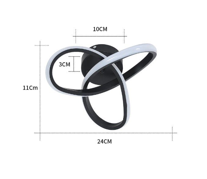 Lustra led, plafoniera led, aluminiu, 22W, 3 tipuri de lumina, diametru 24 cm, 220V, 1800Lm, negru - BUZ.RO