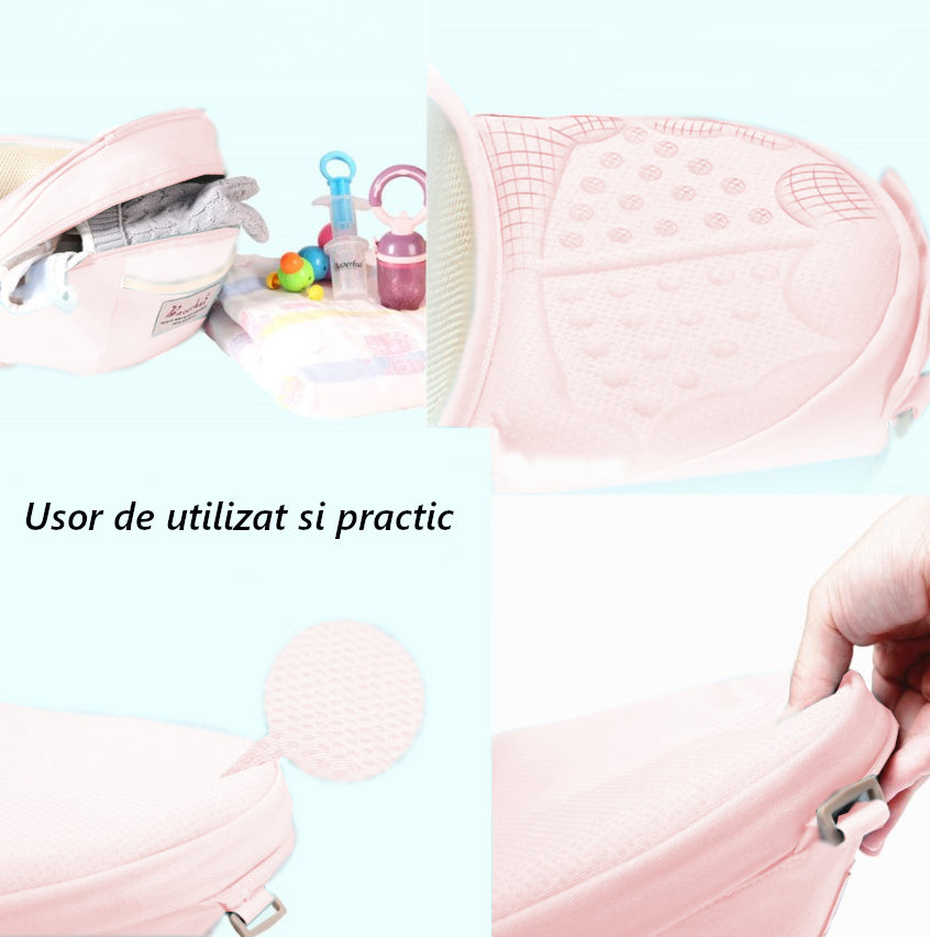 Marsupiu ergonomic, pentru bebe, 3-36 luni, ajustabil, model bufnita