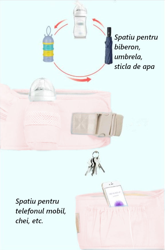 Marsupiu ergonomic, pentru bebe, 3-36 luni, ajustabil, model bufnita
