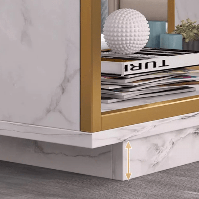 Masa cafea, masa din imitatie de marmura, alb cu auriu, dimensiune 120x60x42 cm - BUZ.RO