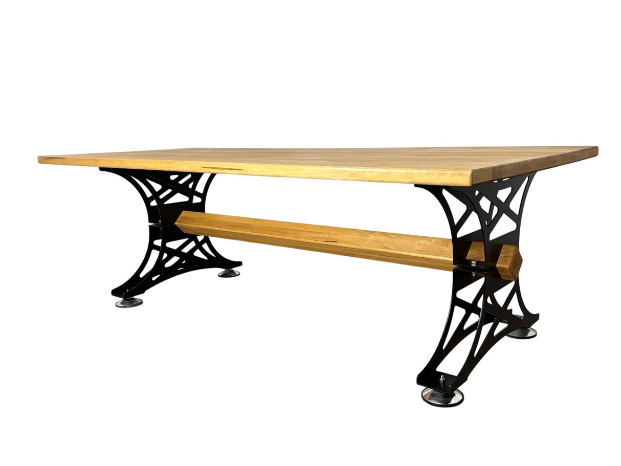 Masa din lemn masiv tei, cu picioare masa metal, 240 L* 100 l* 80 H cm, Mia, fabricat in Romania