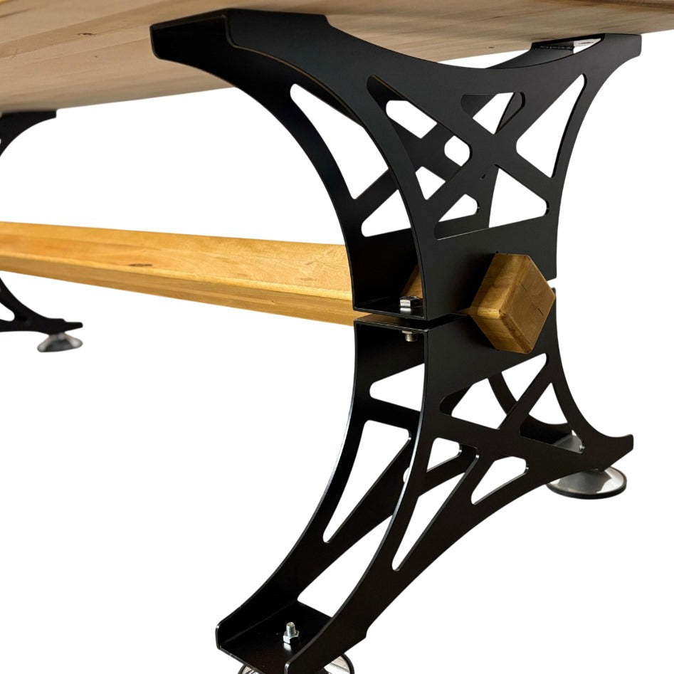 Masa din lemn masiv tei, cu picioare masa metal, 240 L* 100 l* 80 H cm, Mia, fabricat in Romania