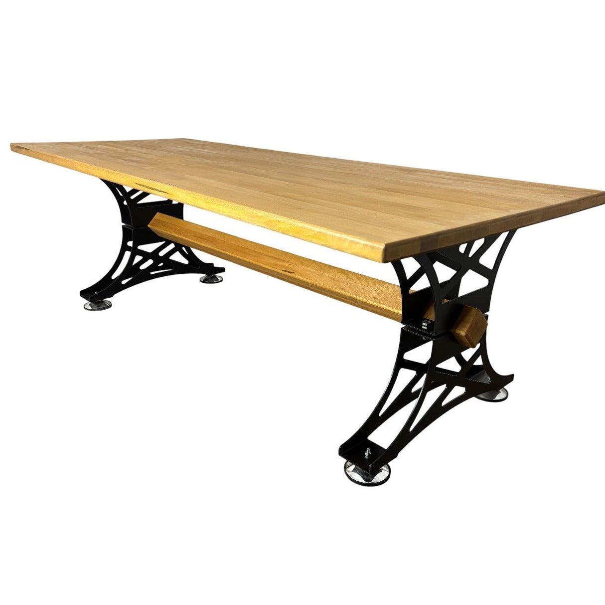 Masa din lemn masiv tei, cu picioare masa metal, 240 L* 100 l* 80 H cm, Mia, fabricat in Romania - BUZ.RO