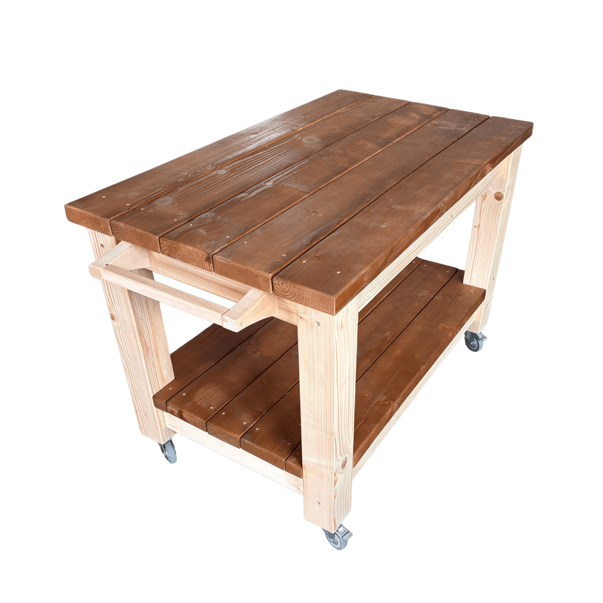 Masa Gratar ,Carucior BBQ ,lemn masiv, roti, terasa 120x71x86 - BUZ.RO