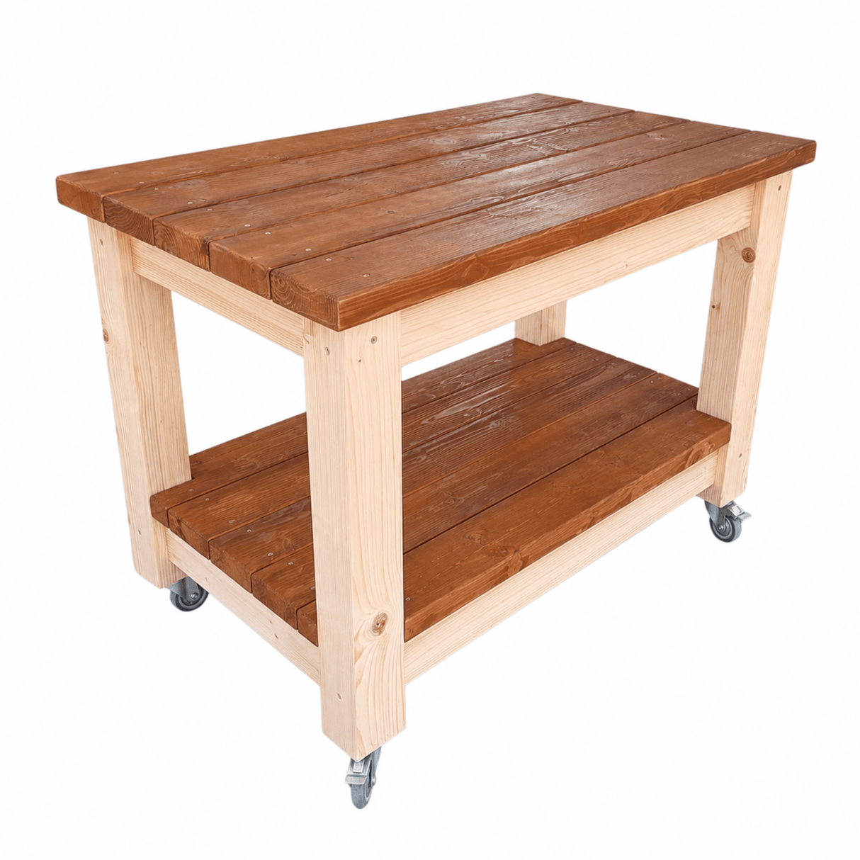 Masa Gratar ,Carucior BBQ ,lemn masiv, roti, terasa 120x71x86 - BUZ.RO