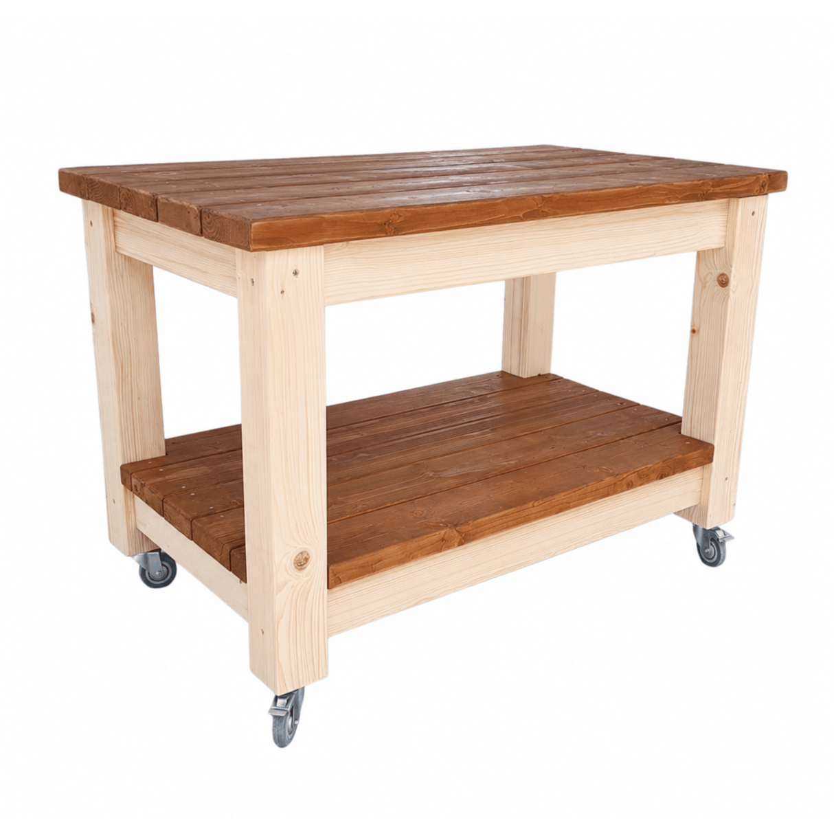 Masa Gratar ,Carucior BBQ ,lemn masiv, roti, terasa 120x71x86 - BUZ.RO