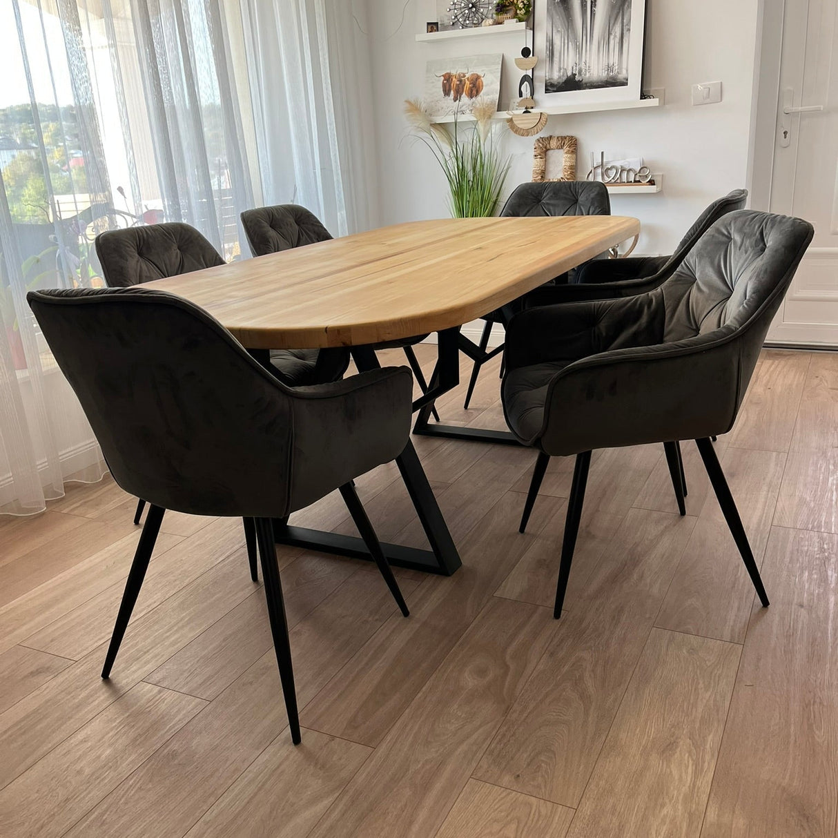 Masa lemn de tei, cu picioare metal, 200x95x78 cm, Elisabeta - BUZ.RO