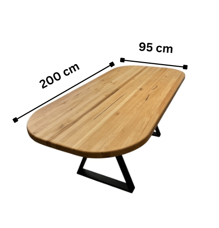 Masa lemn de tei, cu picioare metal, 200x95x78 cm, Elisabeta - BUZ.RO