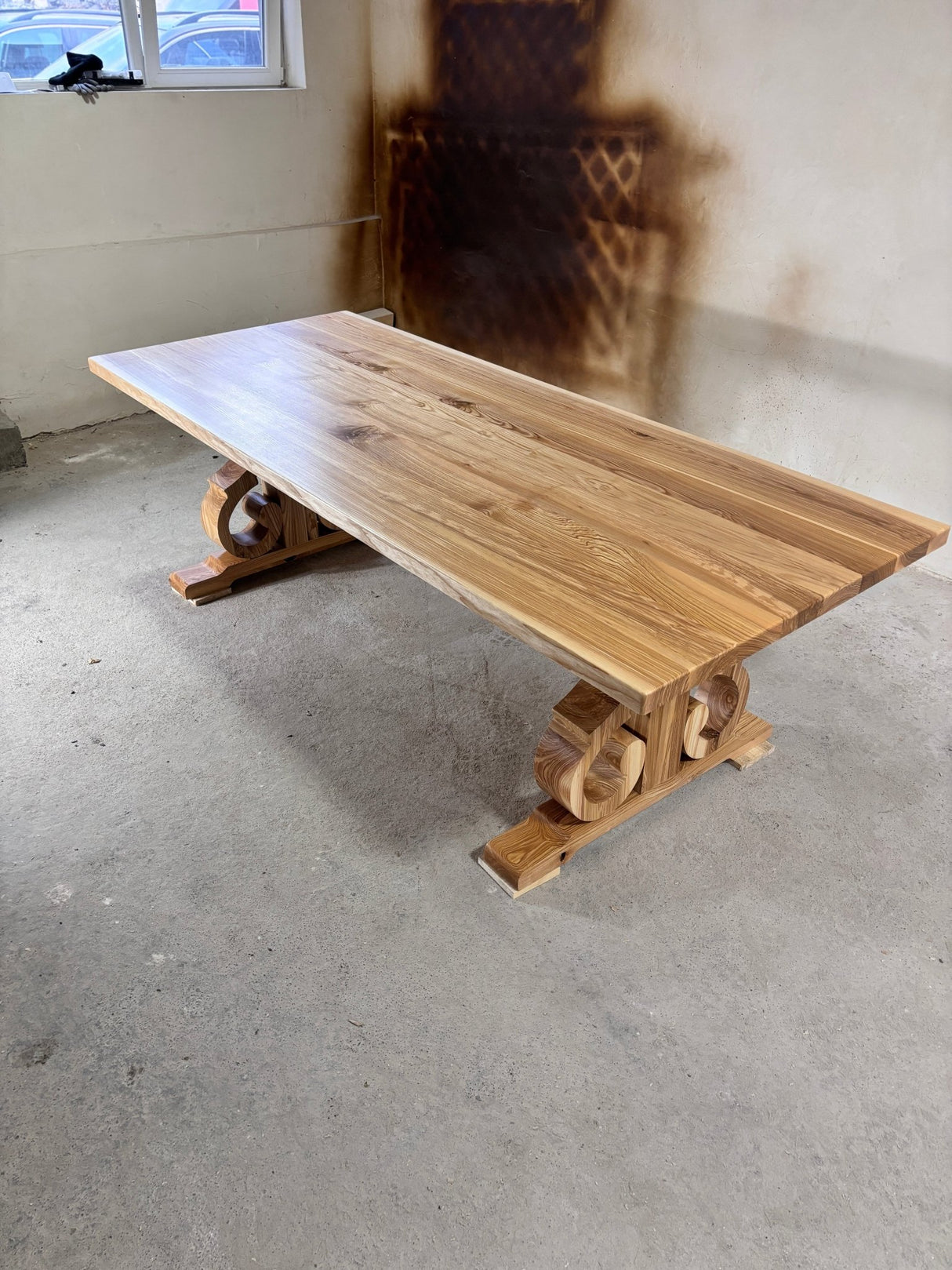 Masa lemn masiv, cu cadru din lemn masiv, Ofelia, 240x100x76 cm - BUZ.RO