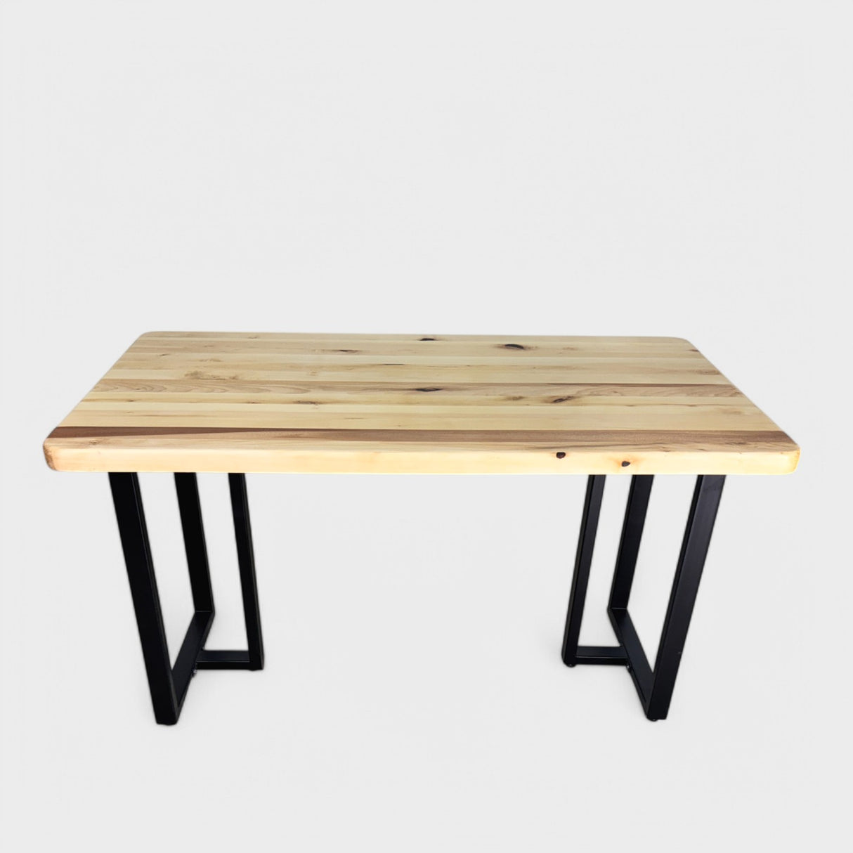 Masa lemn masiv, cu picioare masa metal, Chleo, 140x80x78 cm