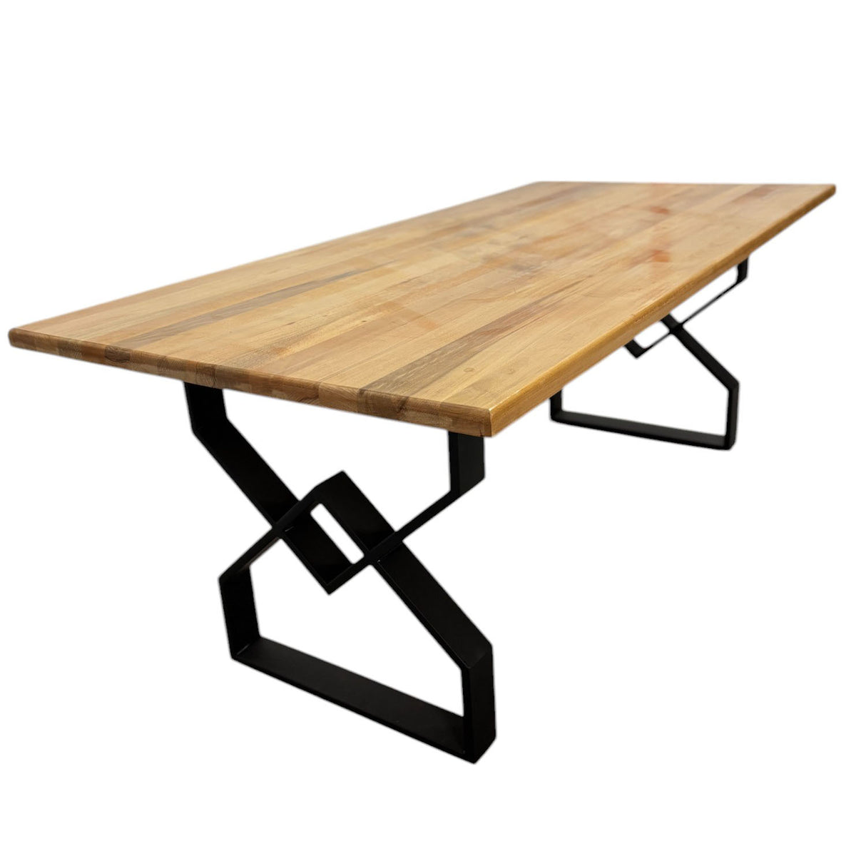 Masa lemn tei, cu picioare masa metal, DARIA, 200 L* 95 l* 75.5 H cm