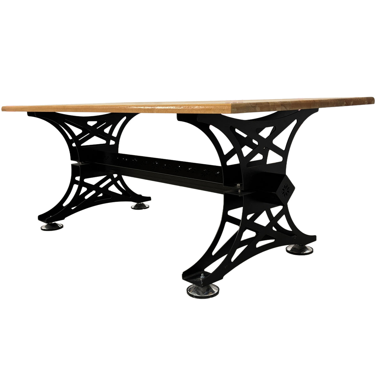 Masa lemn tei, cu picioare masa metal, Aurora, 240 L* 100 l* 79.5 H cm