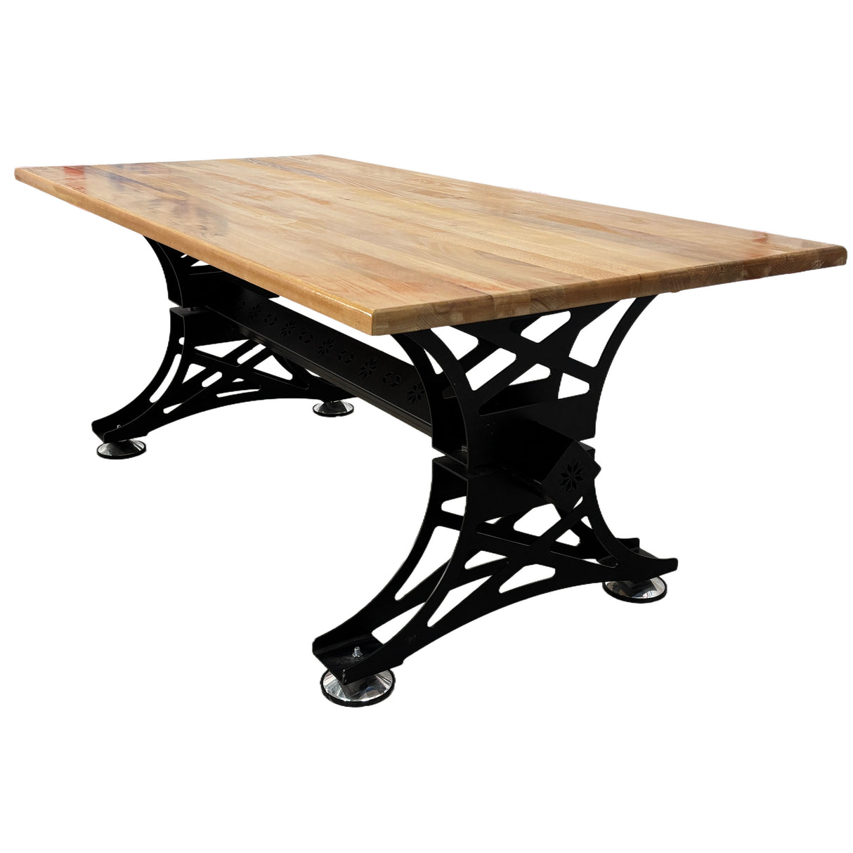 Masa lemn tei, cu picioare masa metal, Aurora, 240 L* 100 l* 79.5 H cm