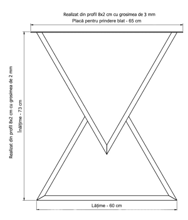 Masa lemn masiv de tei, cu picioare metal, 200x95x78 cm, Raluca - BUZ.RO