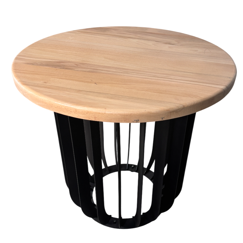 Masuta cafea, masuta living, cu blat lemn masiv tei, picioare masa metal, Camelia, 50X39 cm