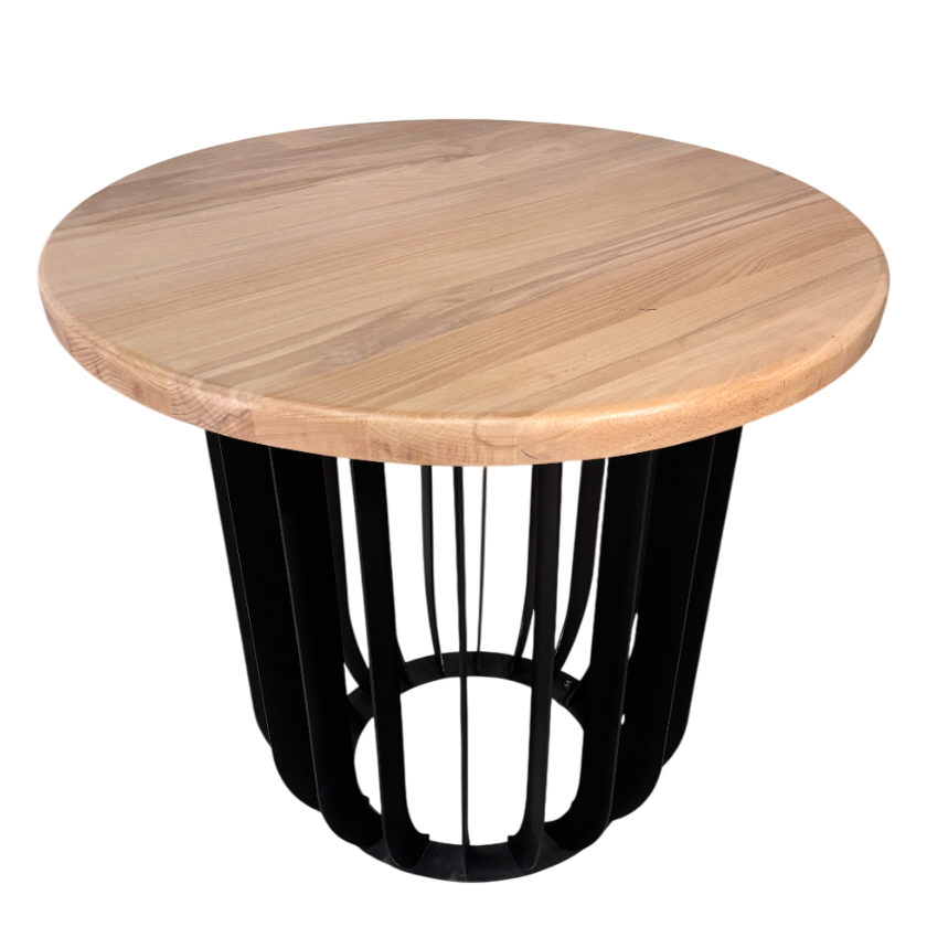 Masuta cafea, masuta living, cu blat lemn masiv tei, picioare masa metal, Camelia, 50X39 cm