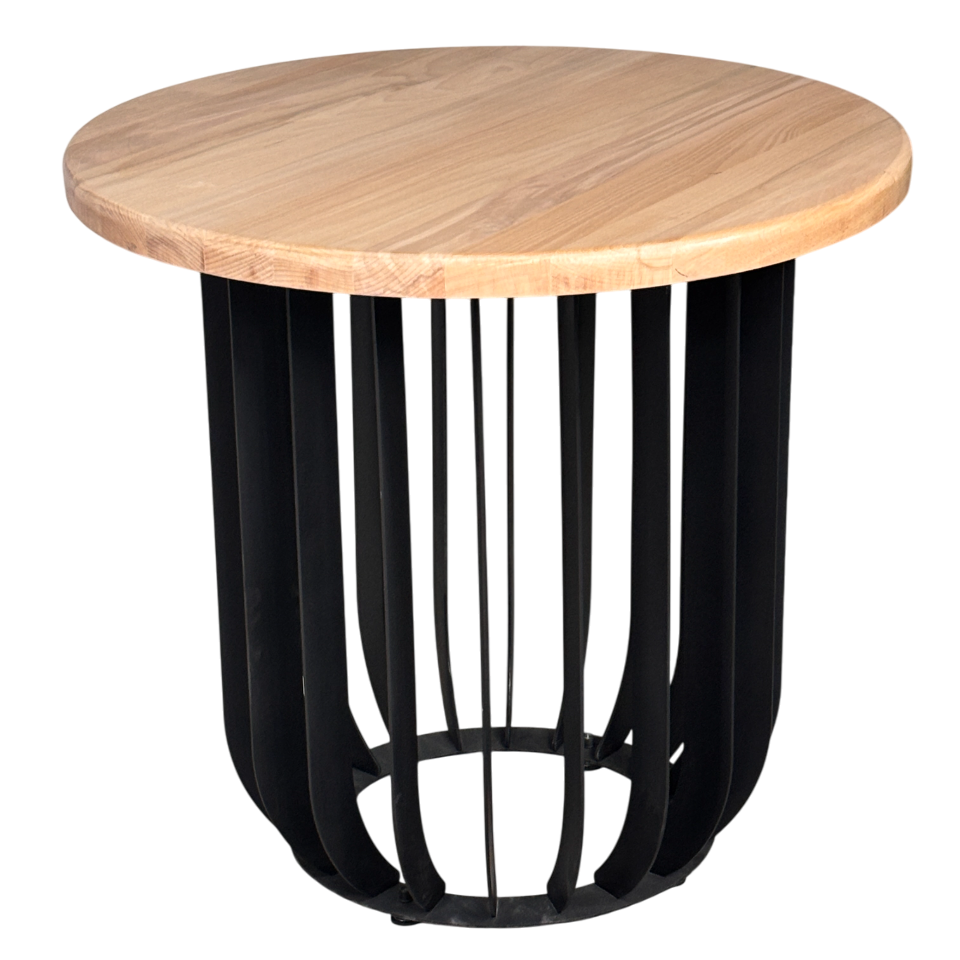 Masuta cafea, masuta living, cu blat lemn masiv tei, picioare masa metal, Camelia, 50X39 cm