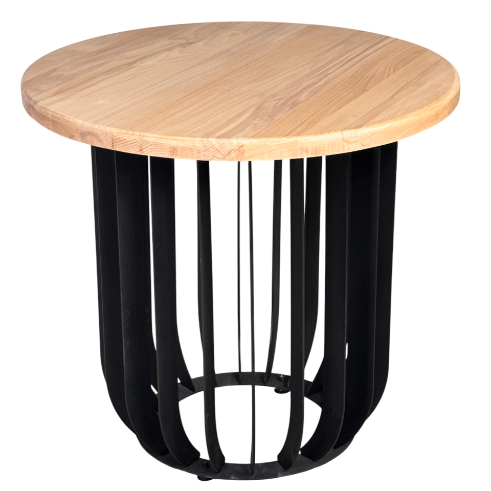 Masuta cafea, masuta living, cu blat lemn masiv tei, picioare masa metal, Camelia, 50X39 cm