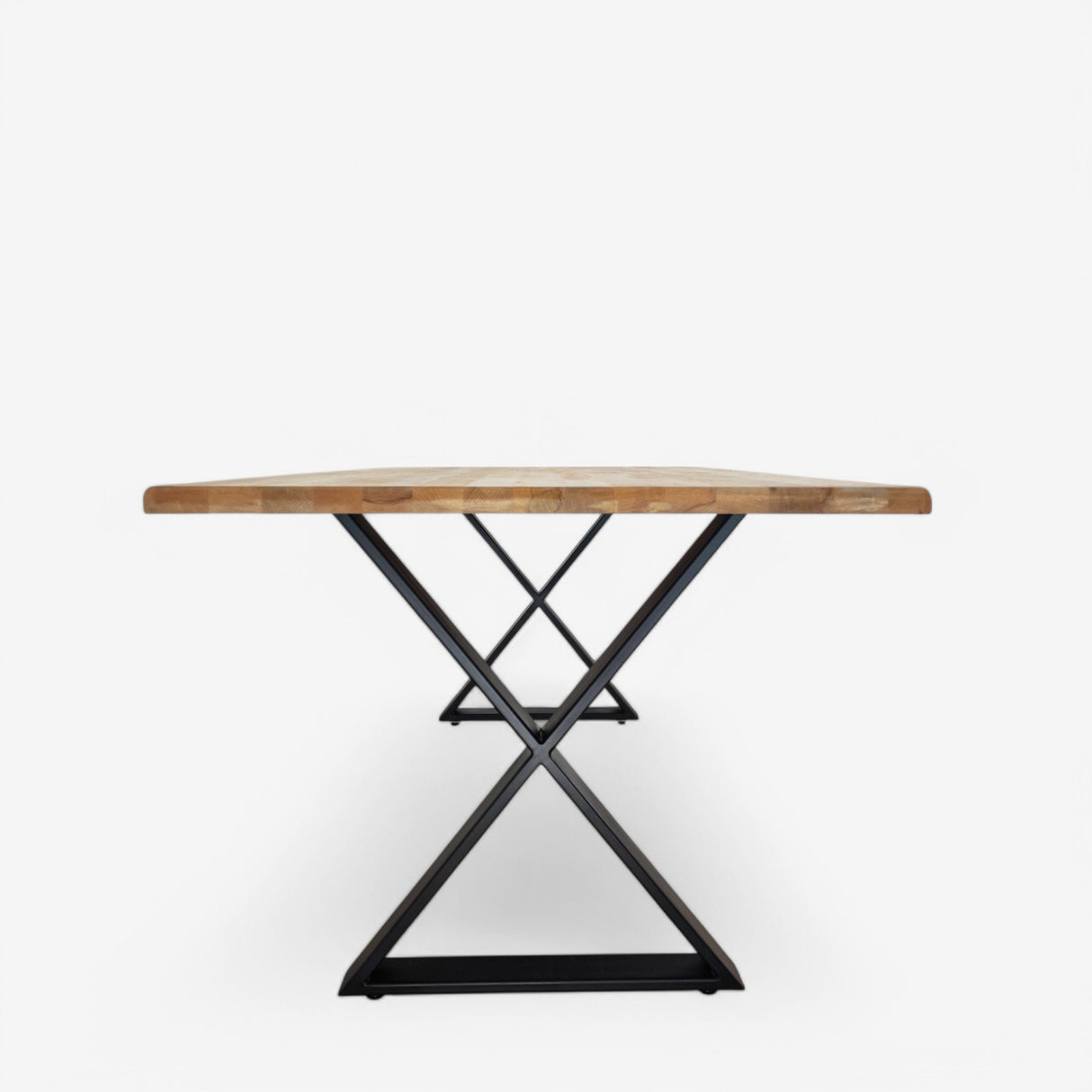 Masa lemn tei, cu picioare masa metal, Anelisse, 200 L* 95 l* 76.5 h cm