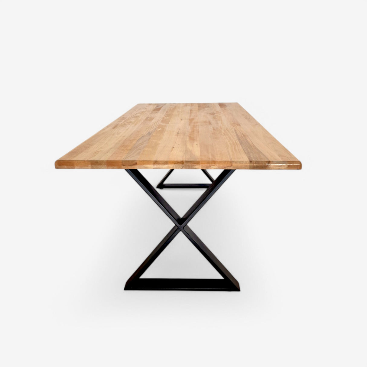 Masa lemn tei, cu picioare masa metal, Anelisse, 200 L* 95 l* 76.5 h cm