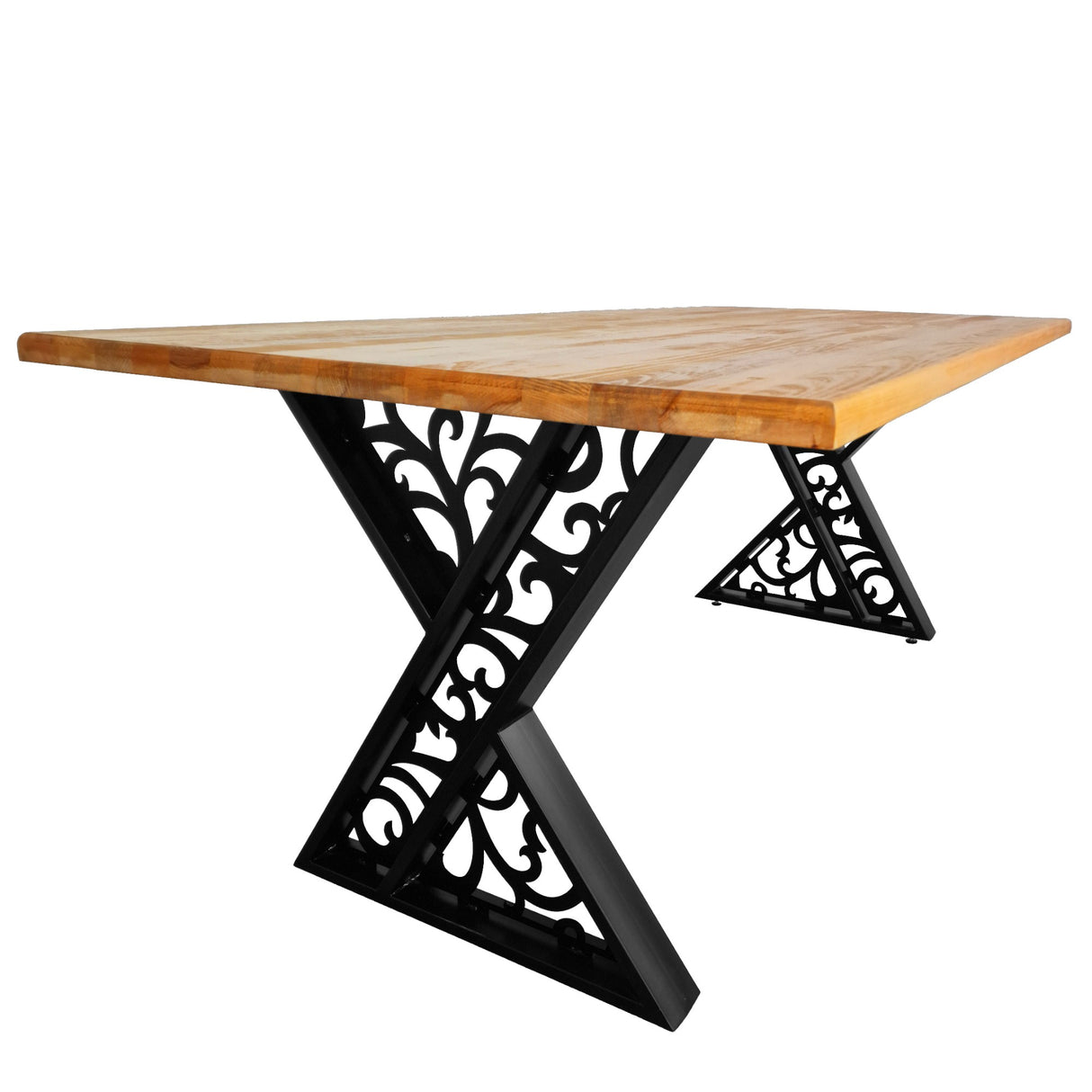 Masa lemn tei, cu picioare masa metal, Sidney, 200 L* 95 l* 76.5 H cm