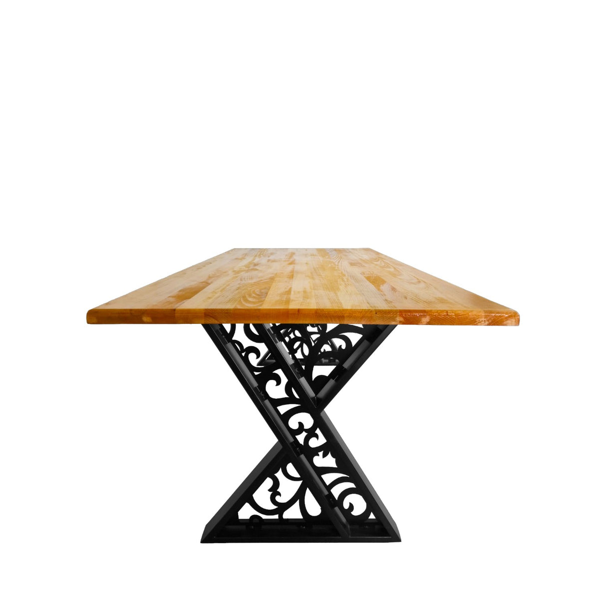 Masa lemn tei, cu picioare masa metal, Sidney, 200 L* 95 l* 76.5 H cm