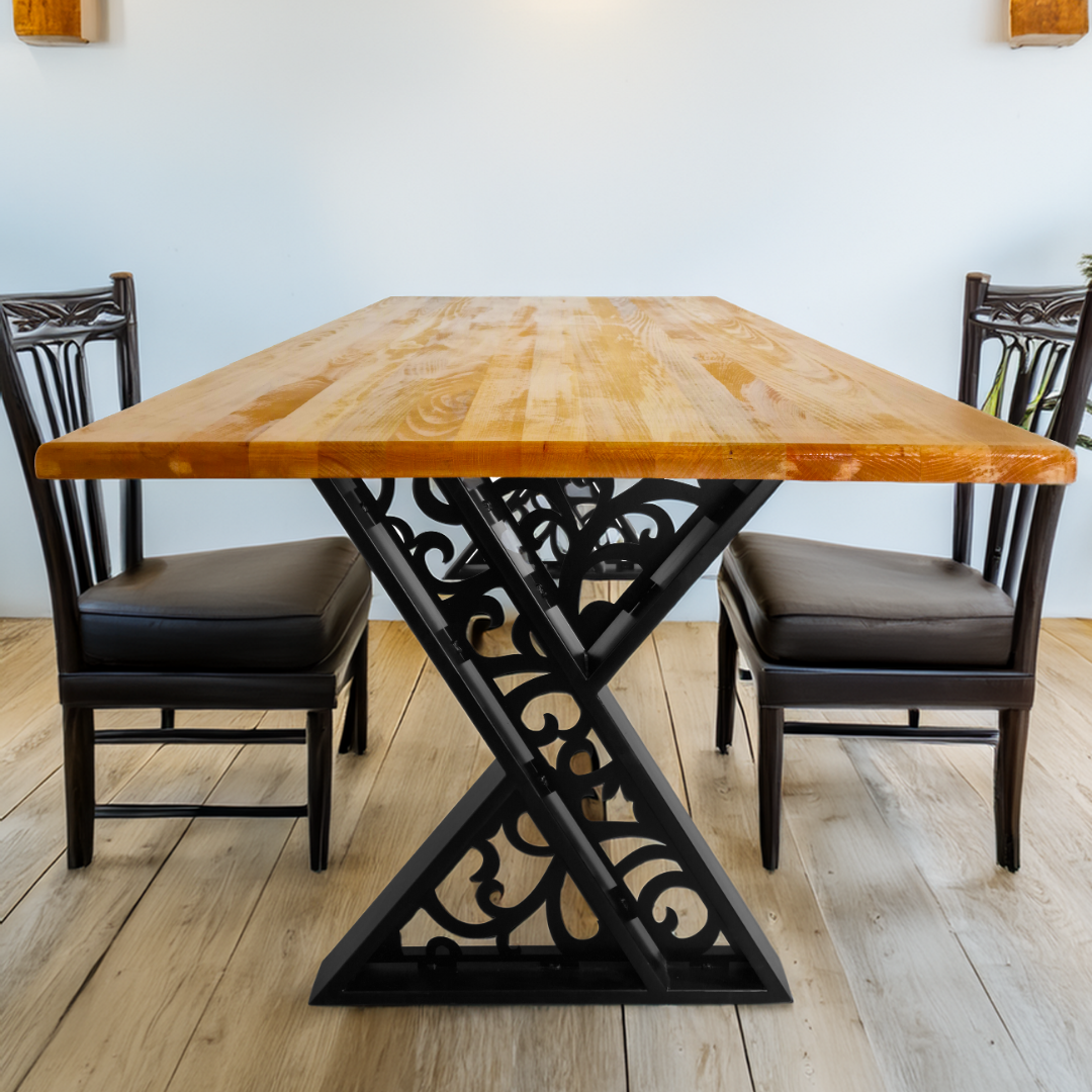 Masa lemn tei, cu picioare masa metal, Sidney, 200 L* 95 l* 76.5 H cm