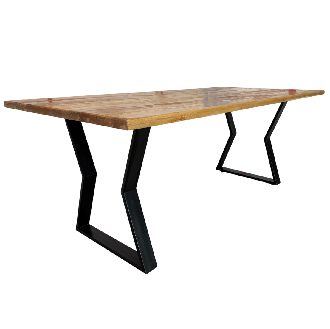 Masa lemn tei, Flora, cu picioare masa metal, 200 L* 95 l* 76.5 H cm