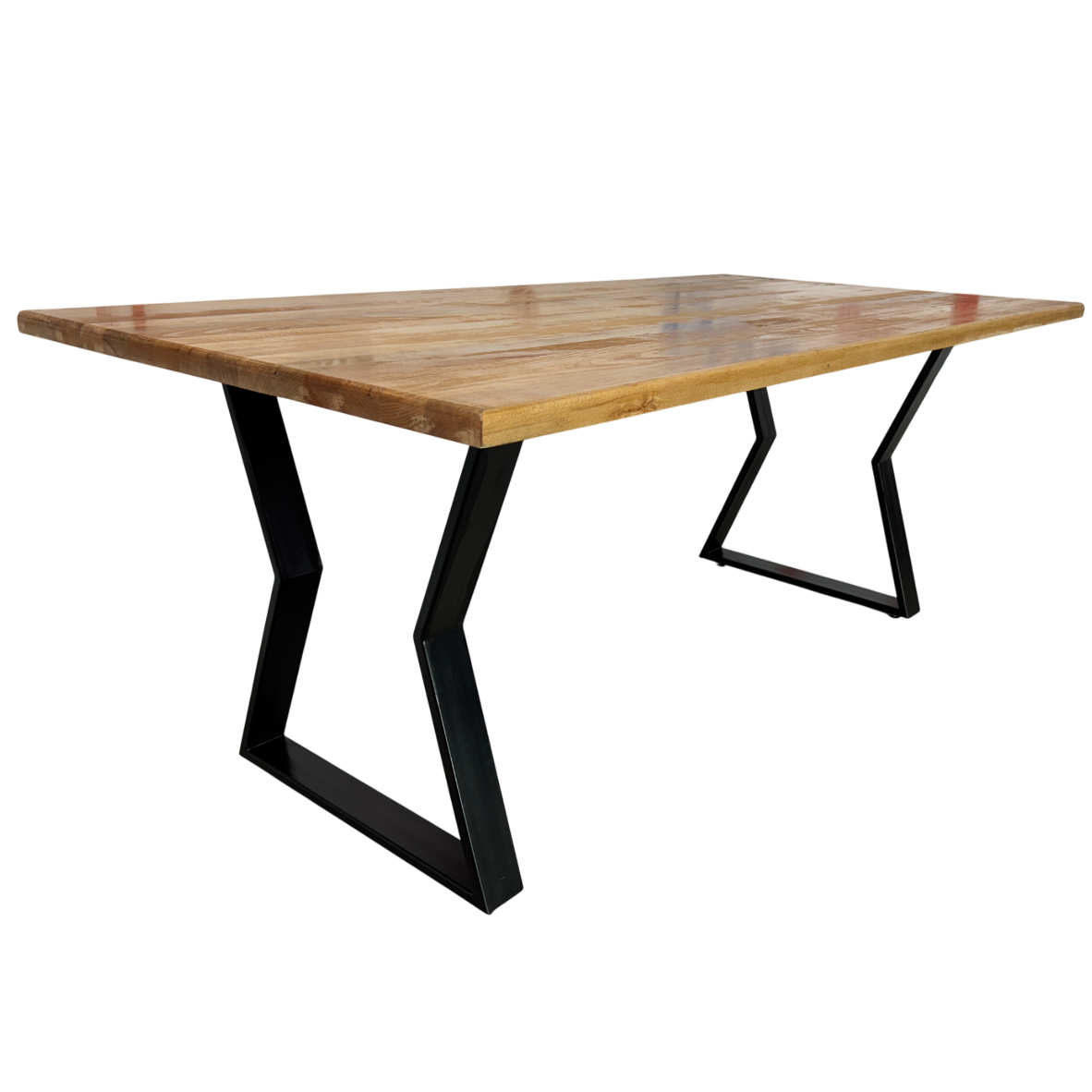 Masa lemn tei, Flora, cu picioare masa metal, 200 L* 95 l* 76.5 H cm