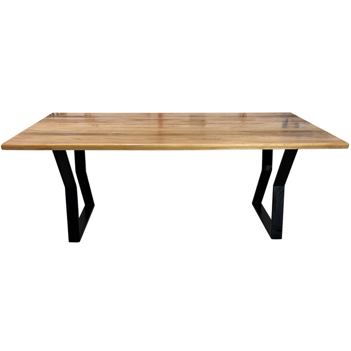 Masa lemn tei, Flora, cu picioare masa metal, 200 L* 95 l* 76.5 H cm