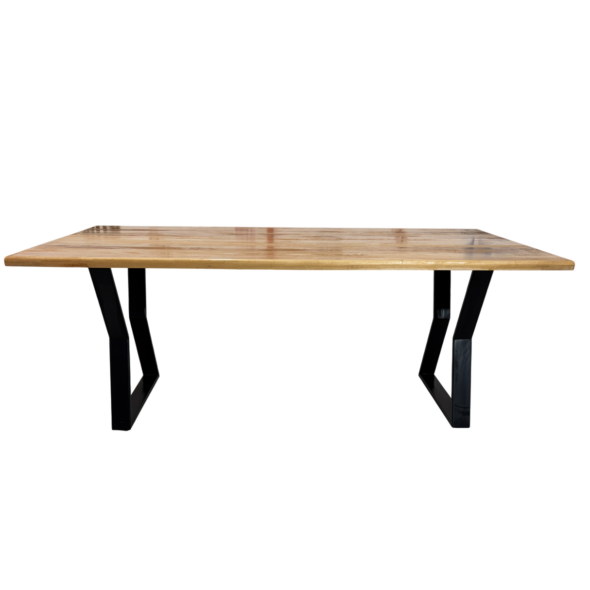 Masa lemn tei, Flora, cu picioare masa metal, 200 L* 95 l* 76.5 H cm