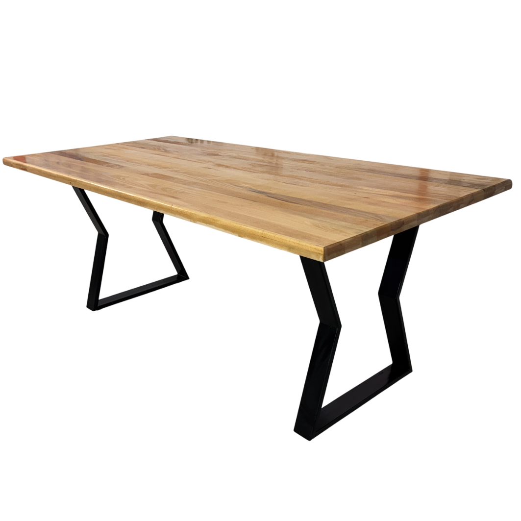 Masa lemn tei, Flora, cu picioare masa metal, 200 L* 95 l* 76.5 H cm