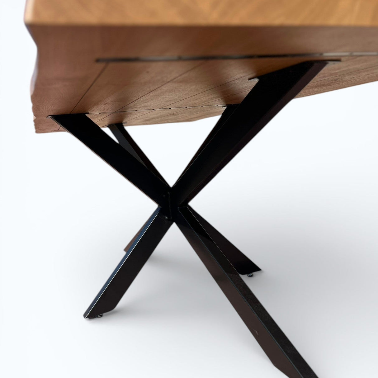 Masa Lemn Masiv stejar | Picioare Metal, Design Modern, 200x95cm| - BUZ.RO