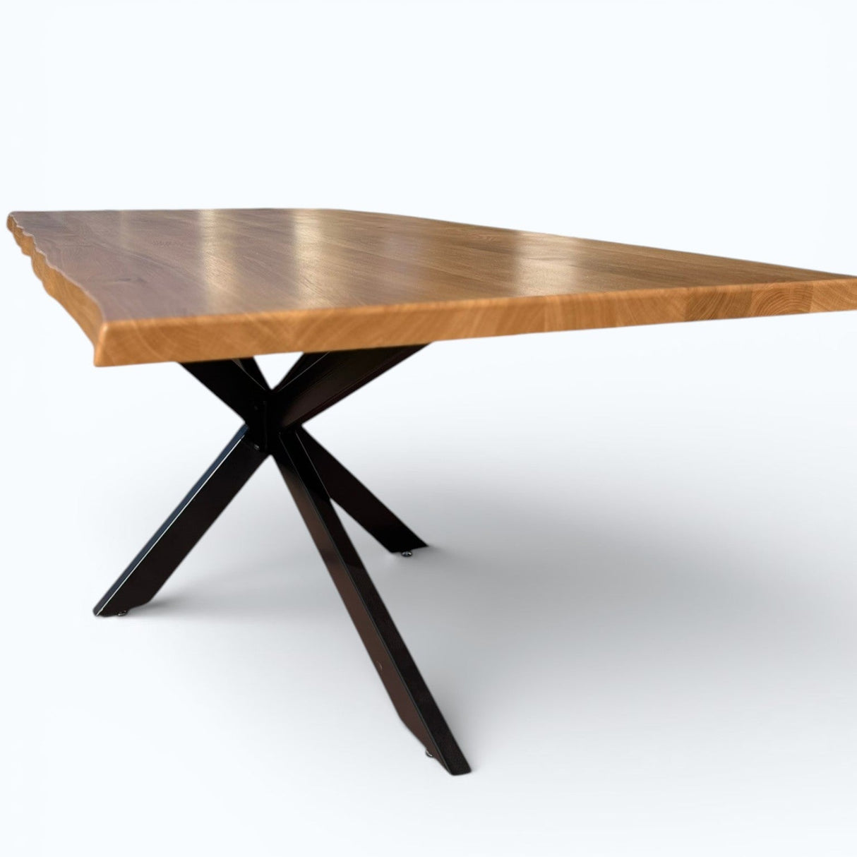 Masa Lemn Masiv stejar | Picioare Metal, Design Modern, 200x95cm| - BUZ.RO