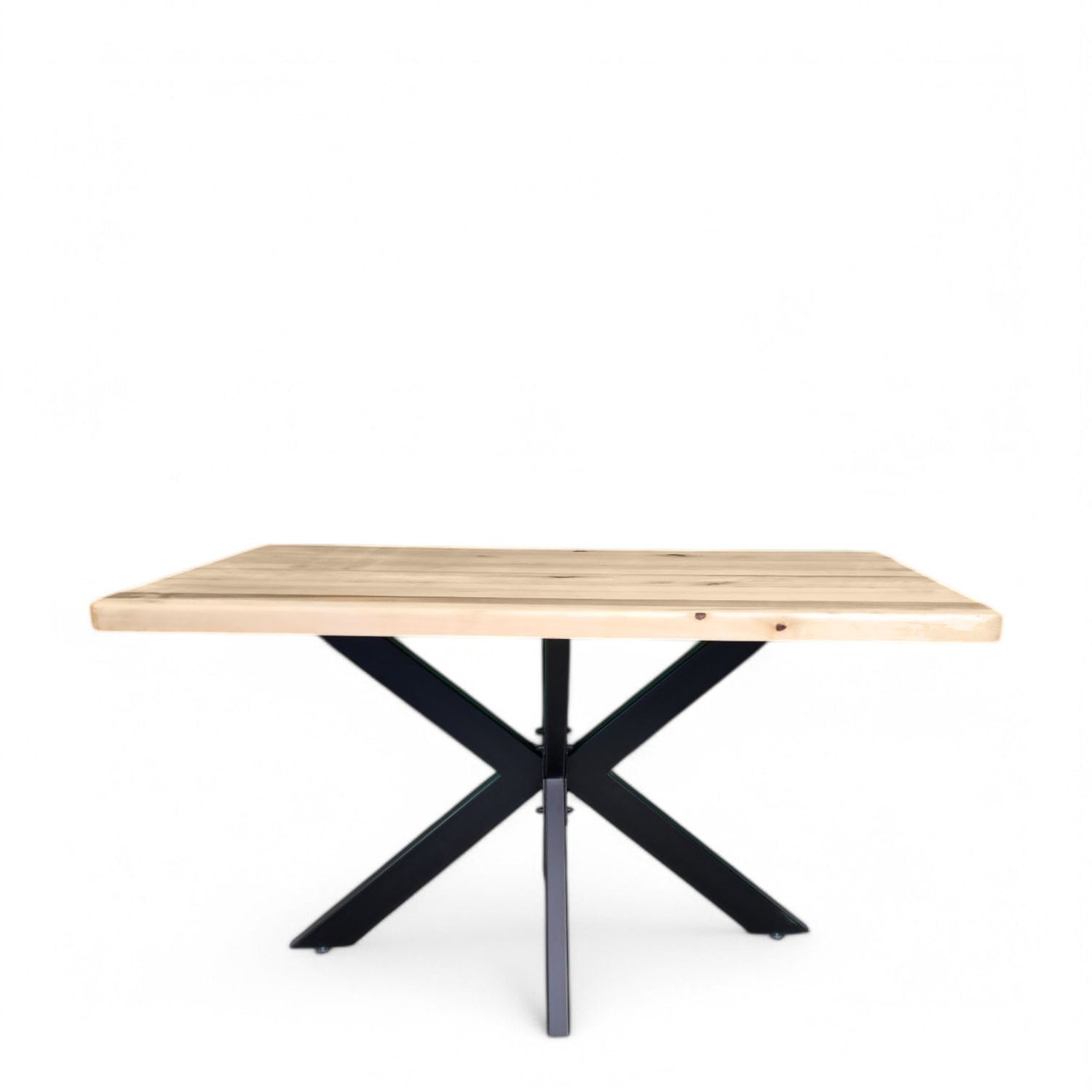 Masa lemn masiv tei, cu picioare masa metal, Little Spider, 140X80 / 160x80