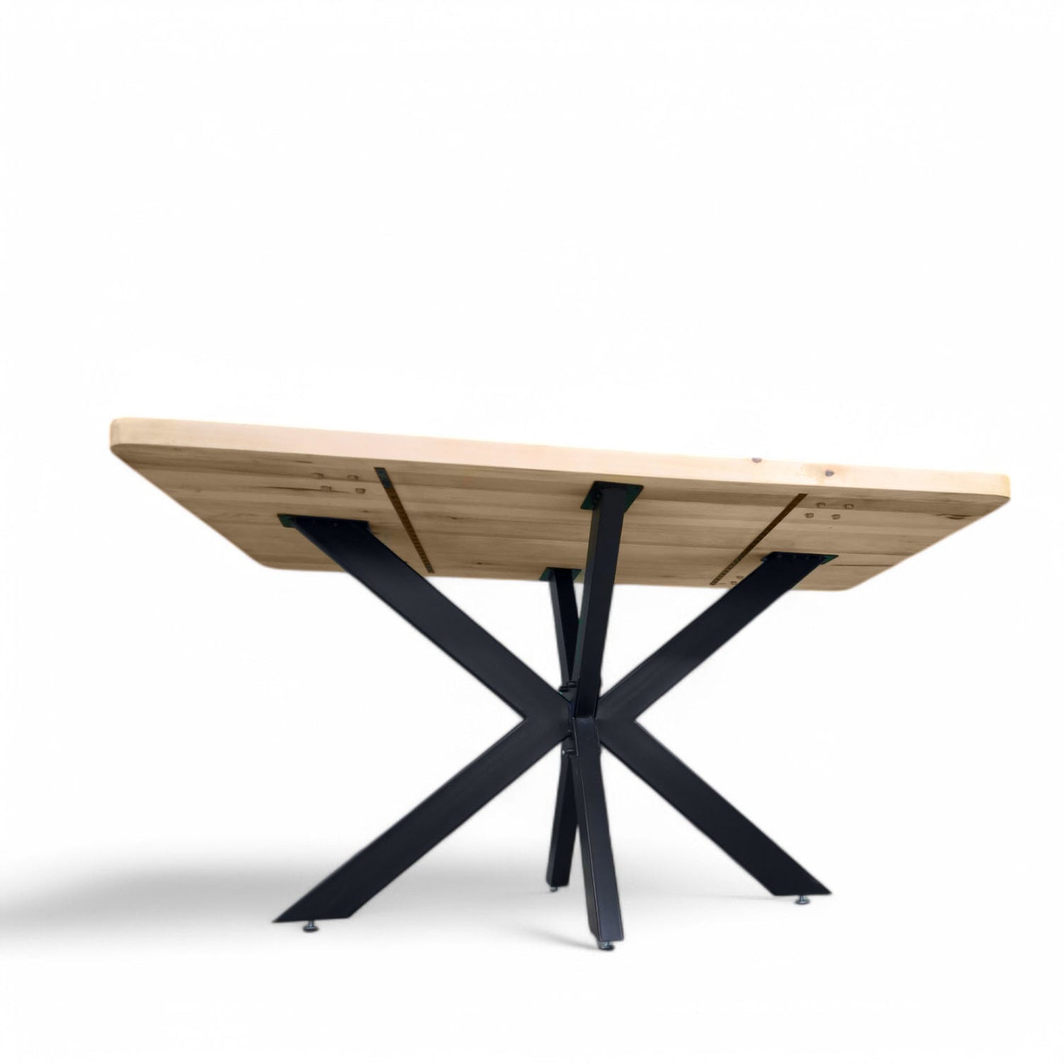 Masa lemn masiv tei, cu picioare masa metal, Little Spider, 140X80 / 160x80