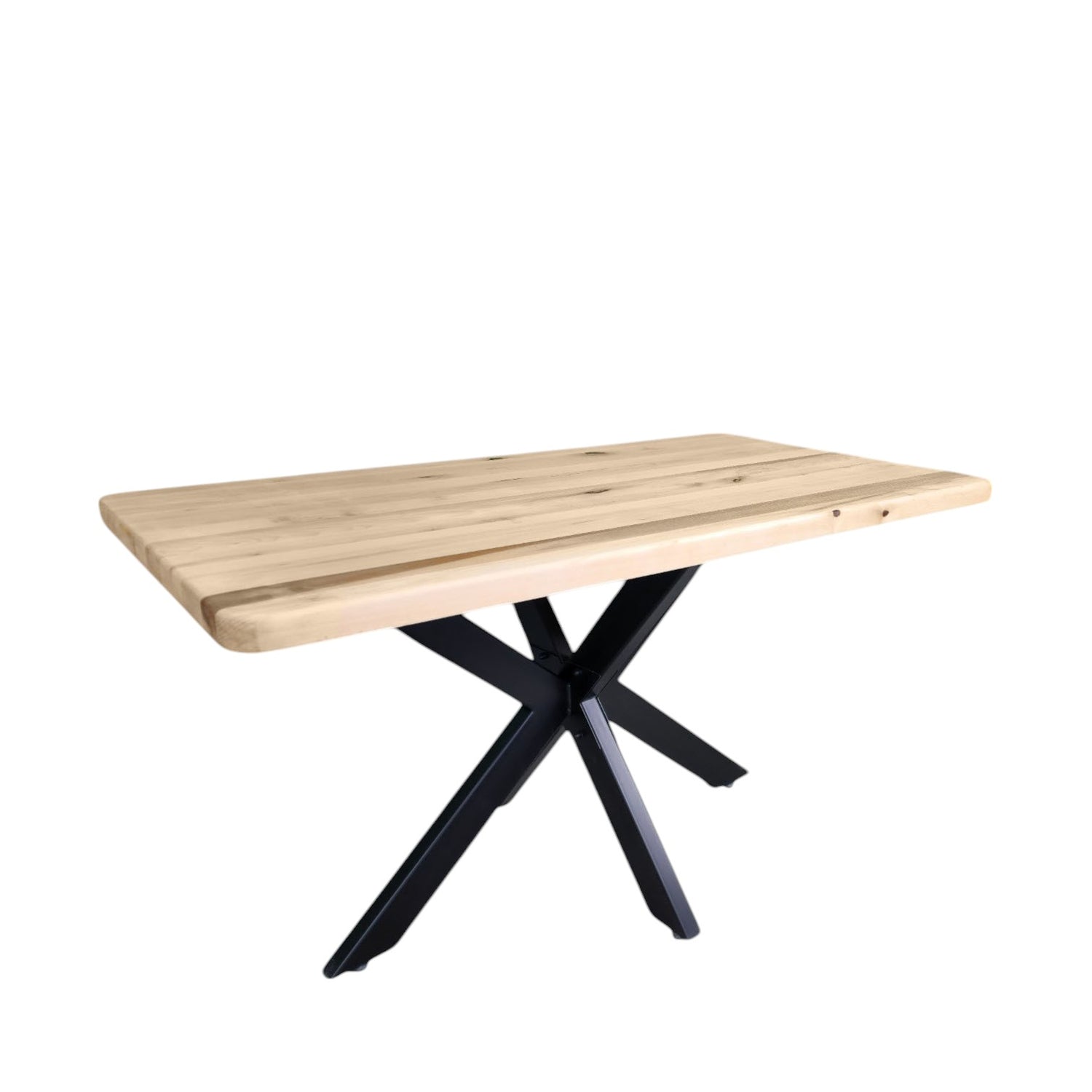 Masa lemn masiv tei, cu picioare masa metal, Little Spider, 140X80 / 160x80