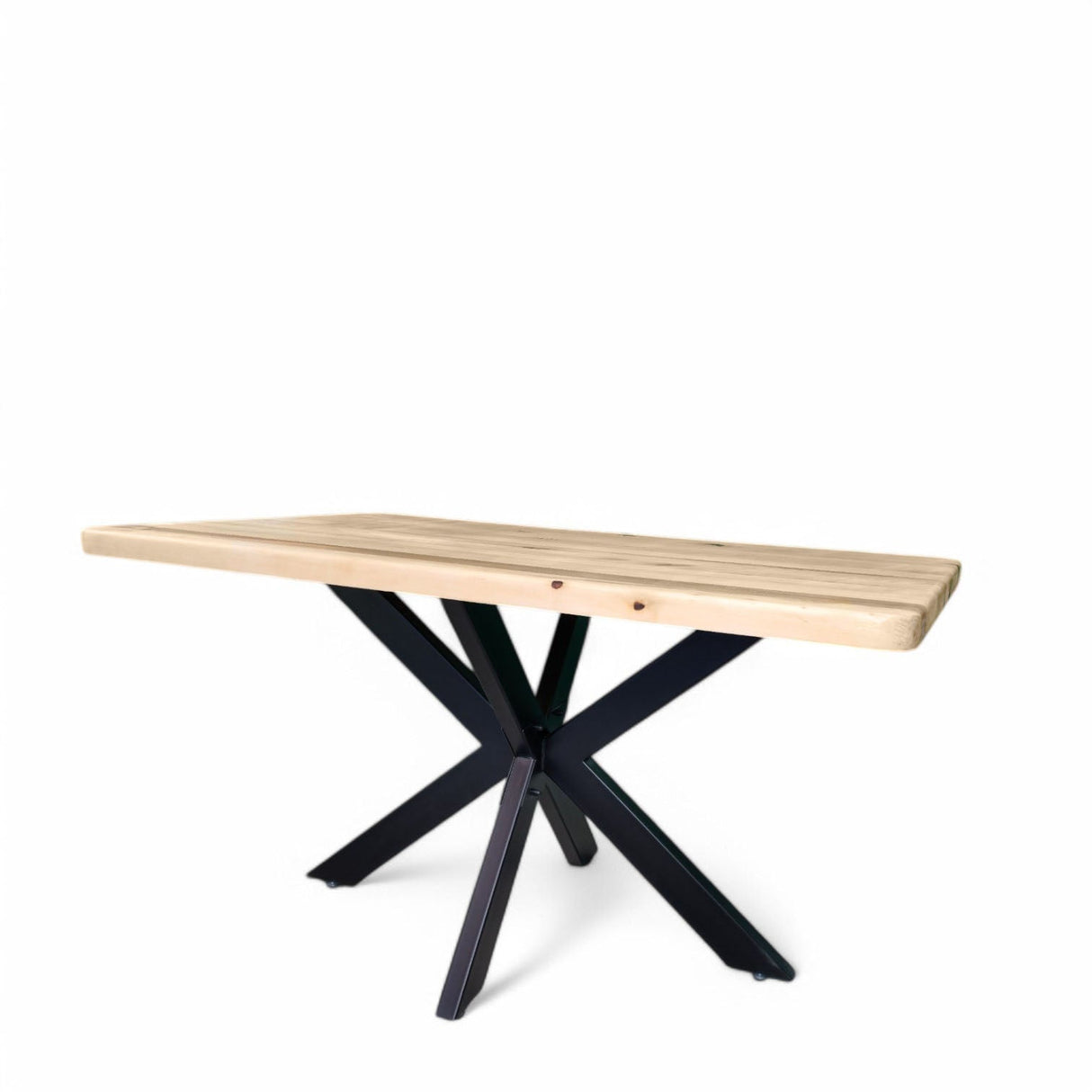 Masa lemn masiv tei, cu picioare masa metal, Little Spider, 140X80 / 160x80 - BUZ.RO