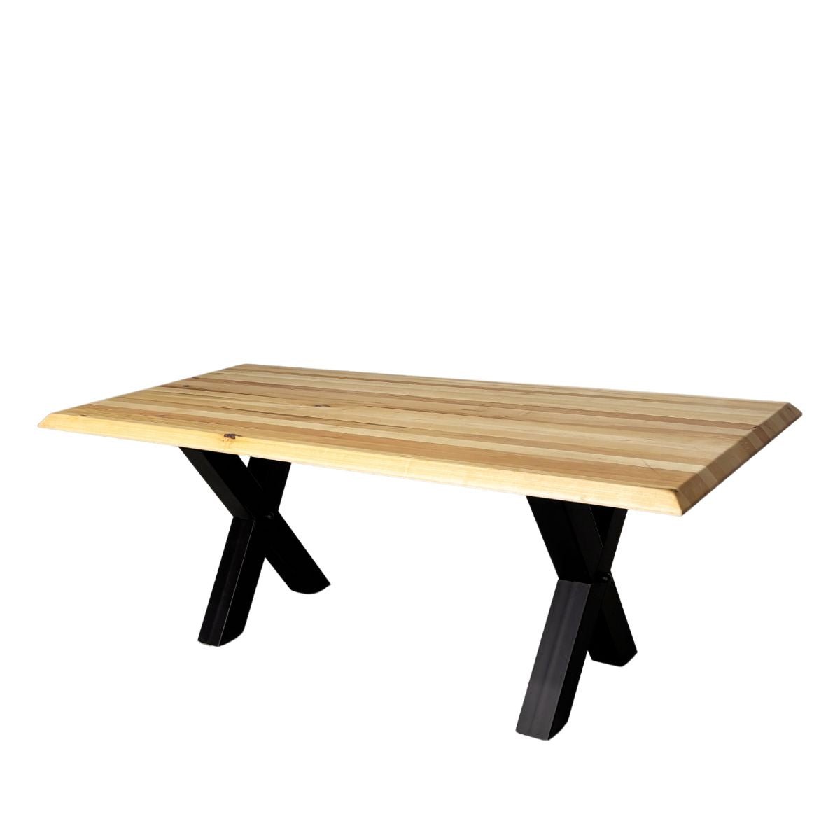 Masa lemn masiv tei, cu picioare masa metal, Viviene, 200x95x78 cm - BUZ.RO