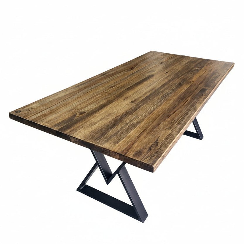 Masa Lemn Masiv Tei | Picioare Metal, Design Modern, 200x95cm, Mahon - BUZ.RO